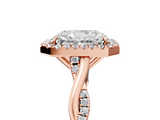 Rose gold Radiant Halo Twist Band Solitaire Ring_62