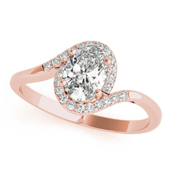 Rose gold Radiant Halo Twist Band with Four-Prong Setting