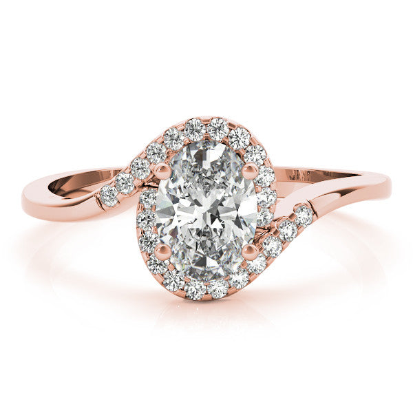 Rose gold Radiant Halo Twist Band with Four-Prong Setting