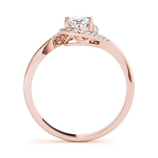 Rose gold Radiant Halo Twist Band with Four-Prong Setting