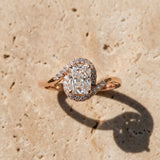 Rose gold Radiant Halo Twist Band with Four-Prong Setting_6