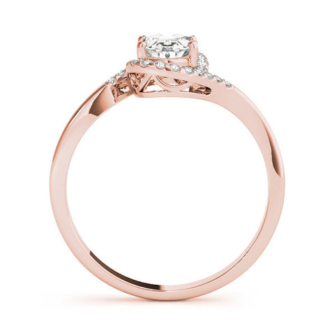 Rose gold Radiant Halo Twist Band with Four-Prong Setting