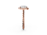 Rose gold Radiant Halo Twisted Band Four-Prong Diamond Ring_22