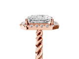 Rose gold Radiant Halo Twisted Band Four-Prong Diamond Ring_25