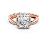 Rose gold Radiant Halo Twisted Band Four-Prong Ring_32