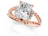 Rose gold Radiant Halo Twisted Band Four-Prong Ring_33