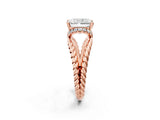 Rose gold Radiant Halo Twisted Band Four-Prong Ring_34