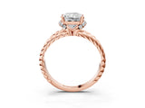 Rose gold Radiant Halo Twisted Band Four-Prong Ring_35