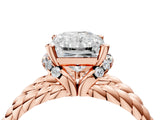 Rose gold Radiant Halo Twisted Band Four-Prong Ring_36
