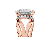 Rose gold Radiant Halo Twisted Band Four-Prong Ring_37