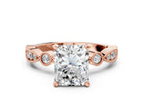 Rose gold Radiant Milgrain Bezel Diamond Engagement Ring with Solitaire Prong Setting_192