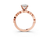 Rose gold Radiant Milgrain Bezel Diamond Engagement Ring with Solitaire Prong Setting_195