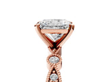 Rose gold Radiant Milgrain Bezel Diamond Engagement Ring with Solitaire Prong Setting_197