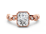 Rose gold Radiant Milgrain Marquise Diamond Twist Band Ring_38