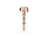 Rose gold Radiant Milgrain Marquise Diamond Twist Band Ring_40