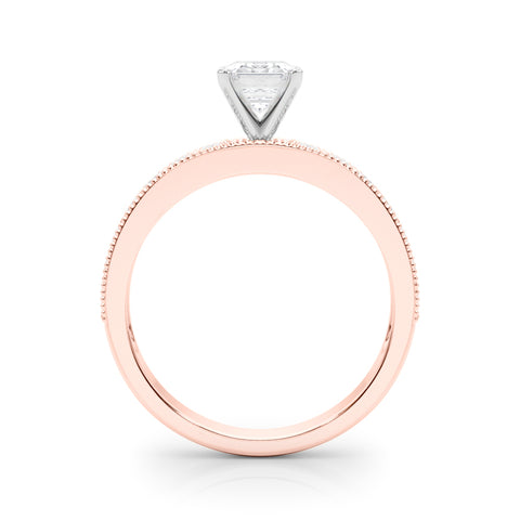Rose gold Radiant Milgrain Pave Diamond Engagement Ring with Four-Prong Setting 1