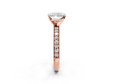 Rose gold Radiant Milgrain Pave Diamond Engagement Ring with Four-Prong Setting_145