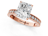 Rose gold Radiant Milgrain Pave Diamond Engagement Ring with Four-Prong Setting_147