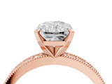 Rose gold Radiant Milgrain Pave Diamond Engagement Ring with Four-Prong Setting_148