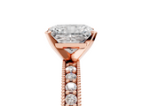 Rose gold Radiant Milgrain Pave Diamond Engagement Ring with Four-Prong Setting_149