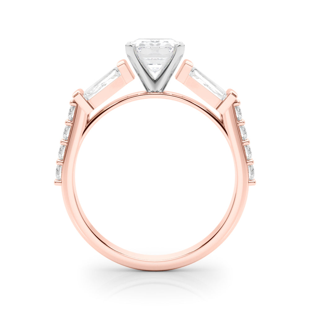 Rose gold Radiant Solitaire Baguette Side Stone Channel Set Engagement Ring 1