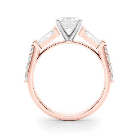 Rose gold Radiant Solitaire Baguette Side Stone Channel Set Engagement Ring 1