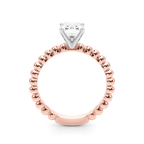 Rose gold Radiant Solitaire Beaded Band Prong Setting Ring 1