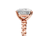Rose gold Radiant Solitaire Beaded Band Prong Setting Ring 5