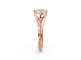 Rose gold Radiant Solitaire Beaded Band Six-Prong Setting_10