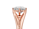 Rose gold Radiant Solitaire Beaded Band Six-Prong Setting_13
