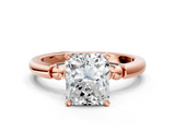 Rose gold Radiant Solitaire Beaded Band with Four-Prong Setting_114