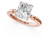 Rose gold Radiant Solitaire Beaded Band with Four-Prong Setting_115