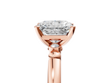 Rose gold Radiant Solitaire Beaded Band with Four-Prong Setting_119