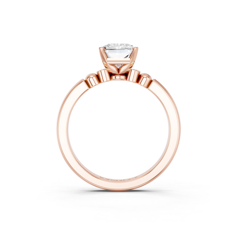Rose gold Radiant Solitaire Beaded Band with Four-Prong Setting_18