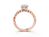Rose gold Radiant Solitaire Bezel Accent Diamond Engagement Ring with Beaded Band and Four-Prong Setting_67