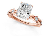 Rose gold Radiant Solitaire Bezel-Set Diamond Ring with Beaded Band and Four-Prong Setting_48