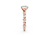 Rose gold Radiant Solitaire Bezel-Set Diamond Ring with Beaded Band and Four-Prong Setting_49