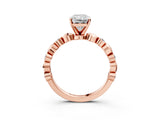 Rose gold Radiant Solitaire Bezel-Set Diamond Ring with Beaded Band and Four-Prong Setting_50
