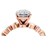 Rose gold Radiant Solitaire Bezel-Set Diamond Ring with Beaded Band and Four-Prong Setting_51