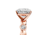 Rose gold Radiant Solitaire Bezel-Set Diamond Ring with Beaded Band and Four-Prong Setting_52