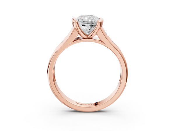 Rose gold Radiant Solitaire Bezel-Set Diamond Ring with Channel-Set Band