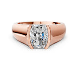 Rose gold Radiant Solitaire Bezel Set Diamond Ring with Wide Band_3