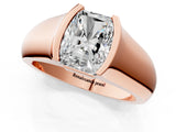 Rose gold Radiant Solitaire Bezel Set Diamond Ring with Wide Band_4