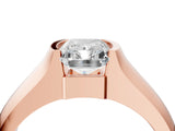 Rose gold Radiant Solitaire Bezel Set Diamond Ring with Wide Band_7