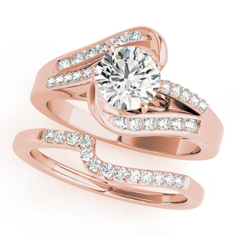 Rose gold Radiant Solitaire Bypass Diamond Engagement Ring with Channel-Set Band and Four-Prong Setting 2