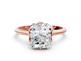 Rose gold Radiant Solitaire Cathedral Diamond Ring with Six-Prong Setting_25
