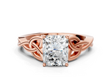 Rose gold Radiant Solitaire Celtic Knot Engagement Ring with Four-Prong Setting_77