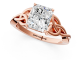 Rose gold Radiant Solitaire Celtic Knot Engagement Ring with Four-Prong Setting_78