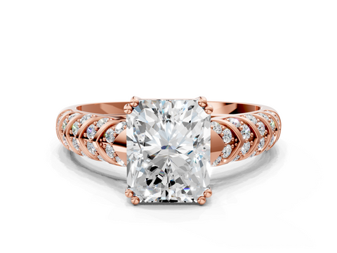 Rose gold Radiant Solitaire Chevron Pave Diamond Engagement Ring with Six-Prong Setting_3
