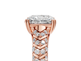 Rose gold Radiant Solitaire Chevron Pave Diamond Engagement Ring with Six-Prong Setting_8